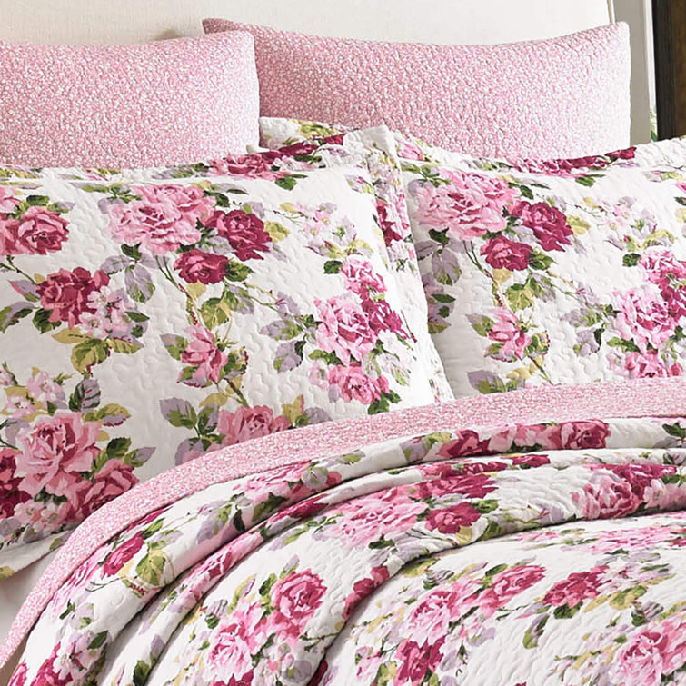 Laura Ashley Lidia Pink Standard Cotton 136 TC Reversible Farmhouse